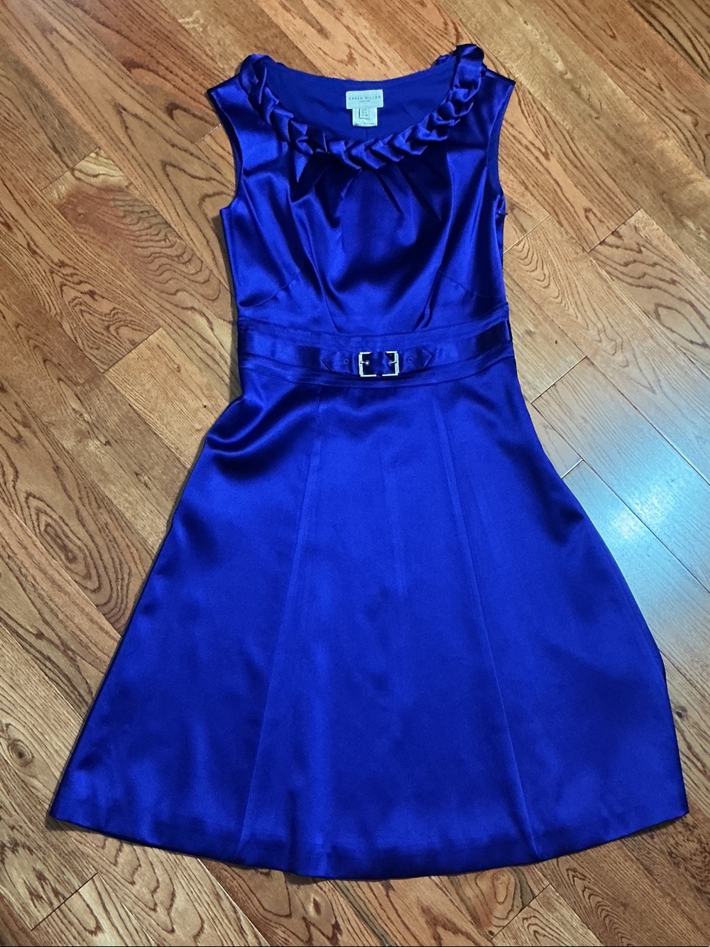 Karen Millen Royal Blue Satin Midi Dress